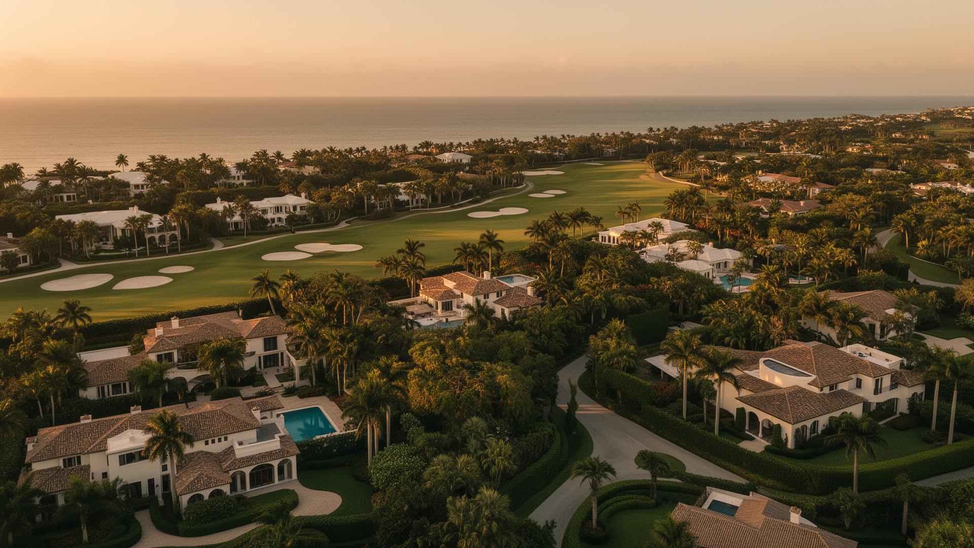Aerial view of Palm Beach estates